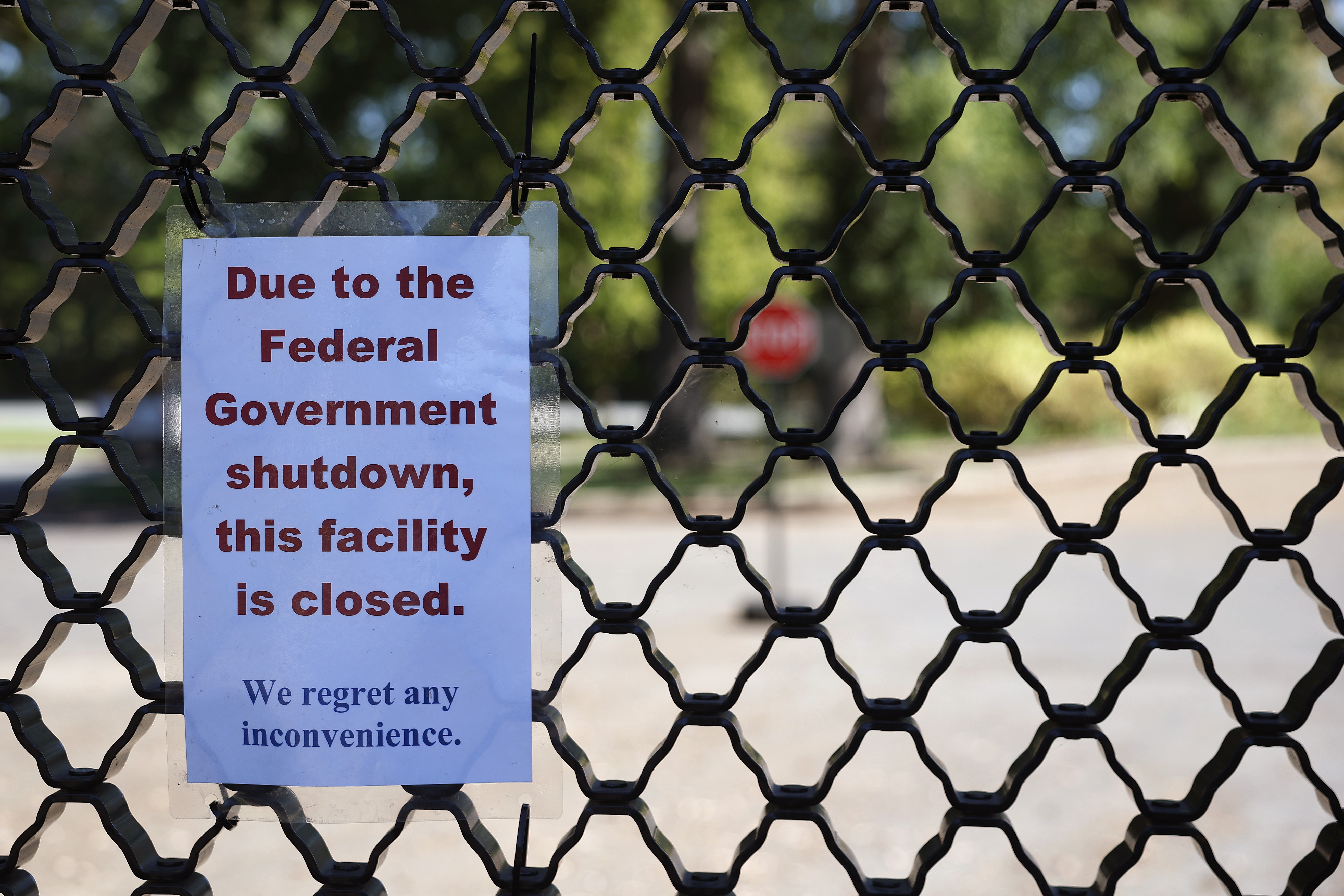 A sign on the entrance to the U.S. National Arboretum is seen as it is closed due to the federal government shut down on October 01, 2025 in Washington, DC.